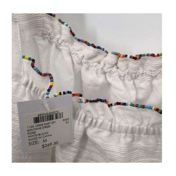 Club Monaco Women's Sleeveless Ruffle Waist Tie Boutone Robe Dress White Size M - Picture 3 of 7